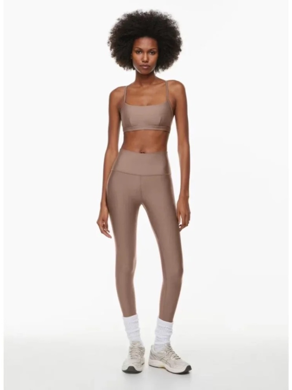 Aritzia Golden GlossForm Evolve Bra + Cheeky Hi-Rise Legging Set Deep Taupe M/6